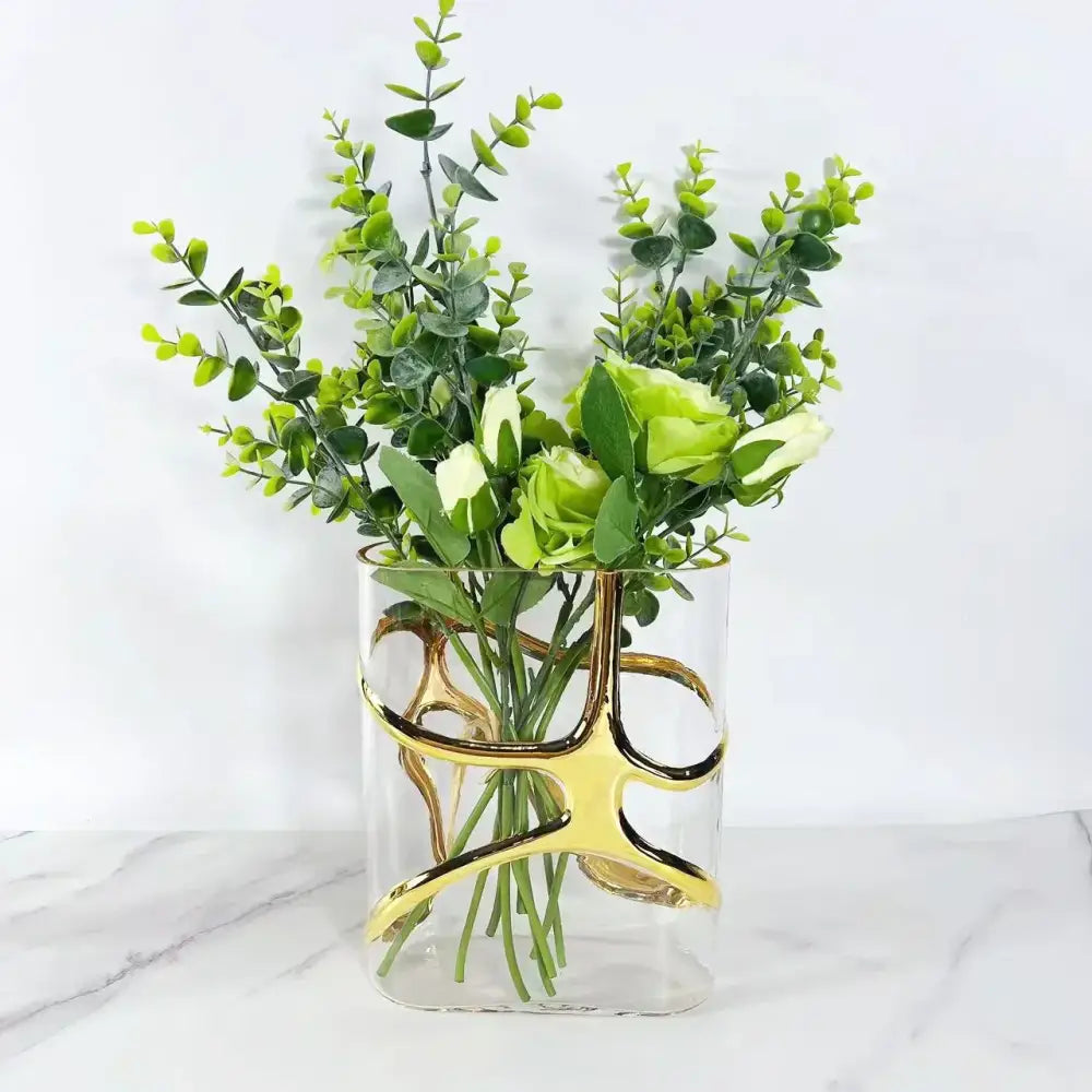 Geometric gold edged glass vase living room abstract decor