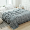 Geometric gray & white cotton gauze throw blanket bedroom bedspread