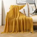Geometric knit sofa blanket living room textured tassel throw