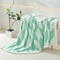 Geometric lavender & white lamb wool blanket bedroom throw cozy fleece
