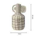 Geometric line ceramic vase cream & black living room decor accessory