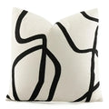 Geometric line embroidered pillowcase in black & white – living room