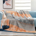 Geometric mustard and gray cotton gauze summer blanket bedroom quilt