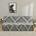Geometric orange & black elastic armless futon sofa cover living room
