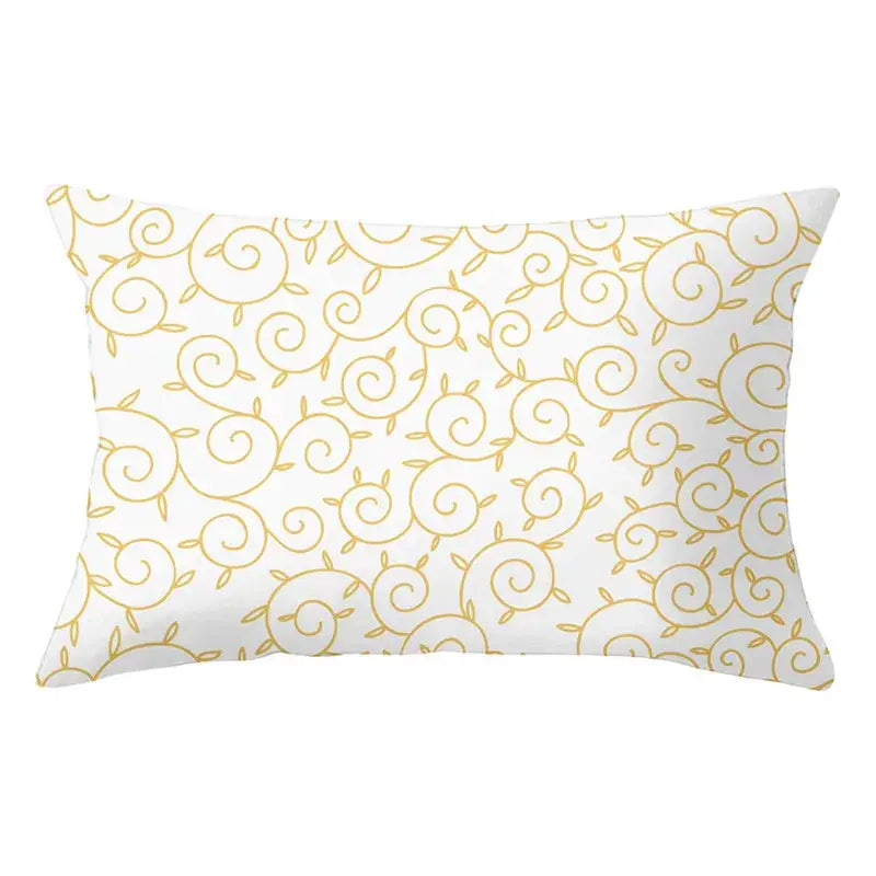Geometric striped curved rectangle pillows yellow & teal living room