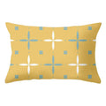Geometric striped curved rectangle pillows yellow & teal living room