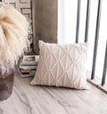 Geometric textured earthy knit cushion cover set living room decor
