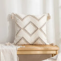 Geometric tufted cream & gold pillow covers living room decor