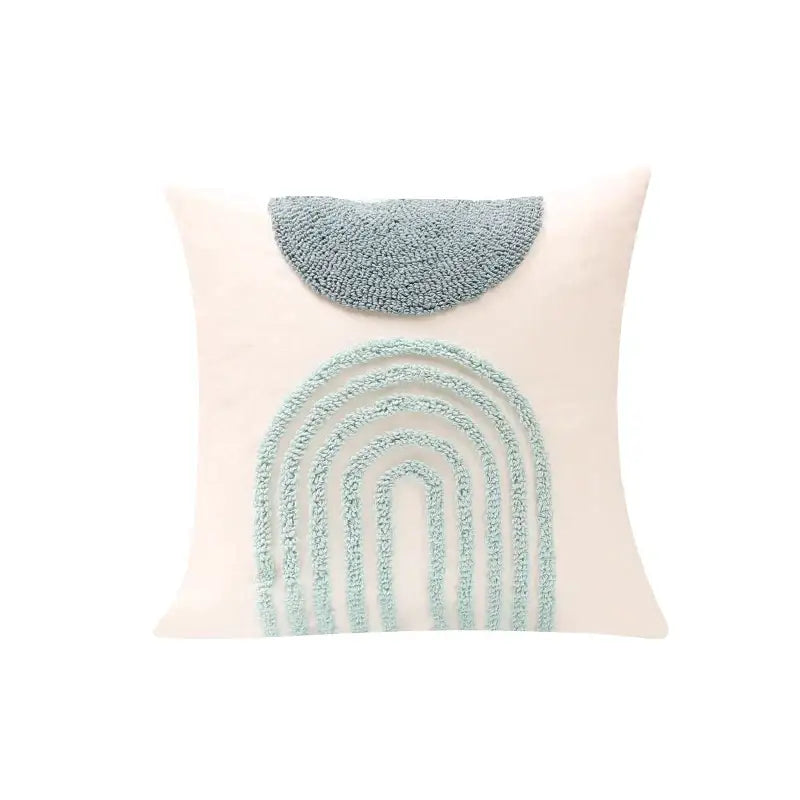 Geometric tufted diamond teal & white pillow cover living room decor