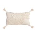 Geometric tufted fringed cushion cover cream living room pillow
