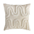 Geometric waves tufted cream pillow covers bedroom textured fringe