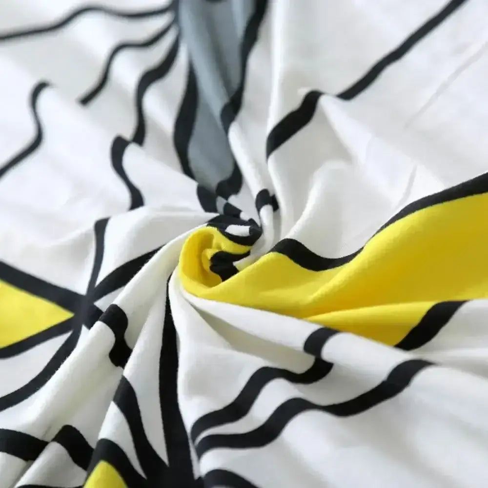 Geometric yellow & gray stretch sofa cover living room couch protector