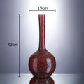 Gilded red glass vase set with artificial flowers – desk decor