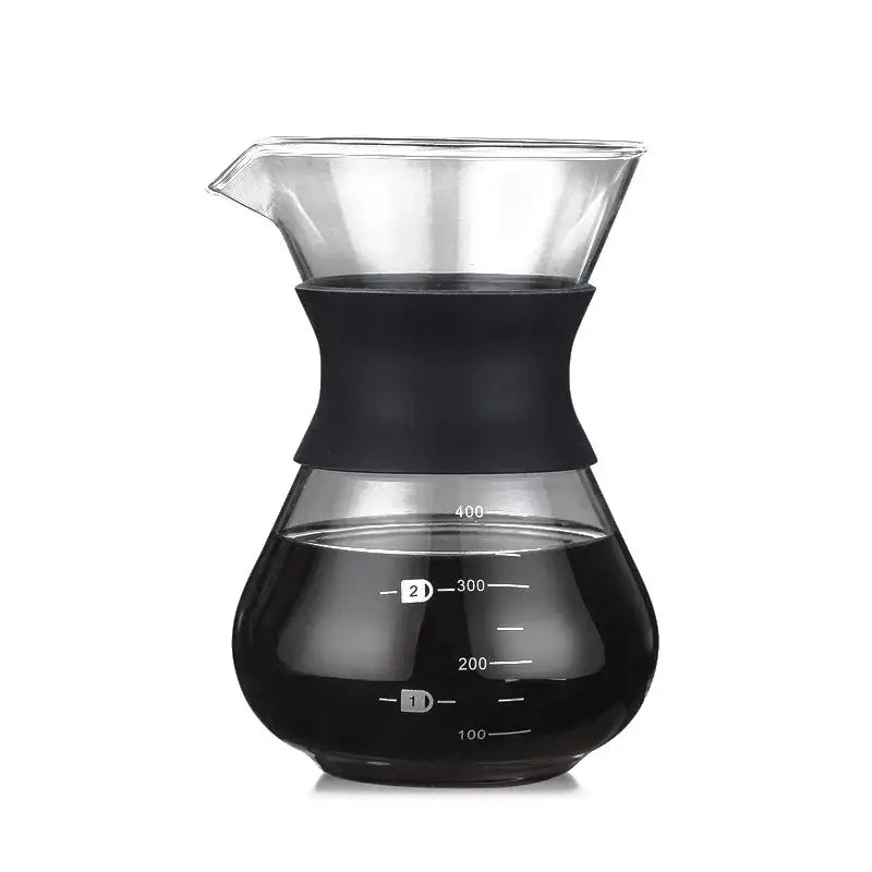 Glass coffee pot with stainless steel filter kitchen pour over carafe