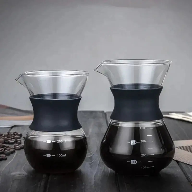 Glass coffee pot with stainless steel filter kitchen pour over carafe
