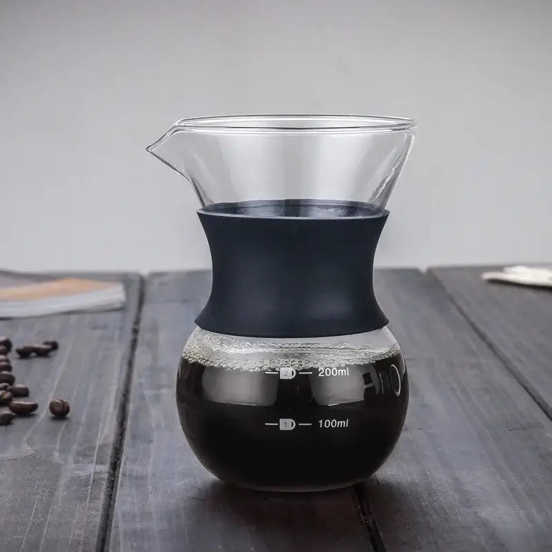 Glass coffee pot with stainless steel filter kitchen pour over carafe