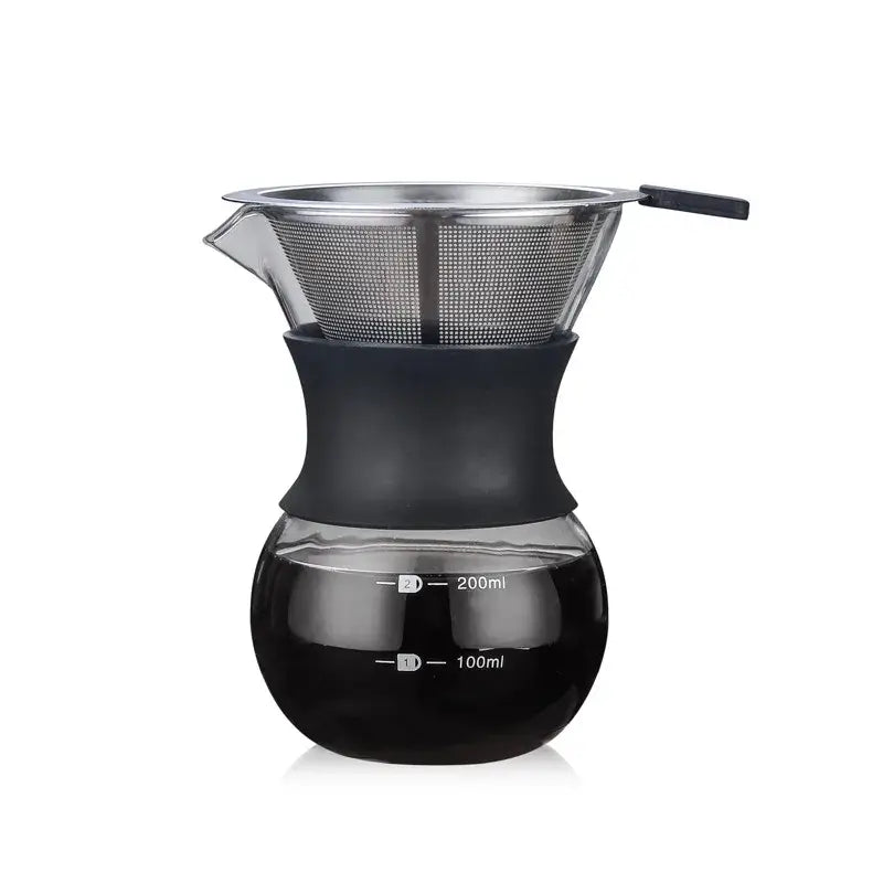 Glass coffee pot with stainless steel filter kitchen pour over carafe