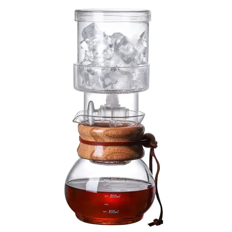 Glass cold brew coffee maker with leather strap kitchen brewer