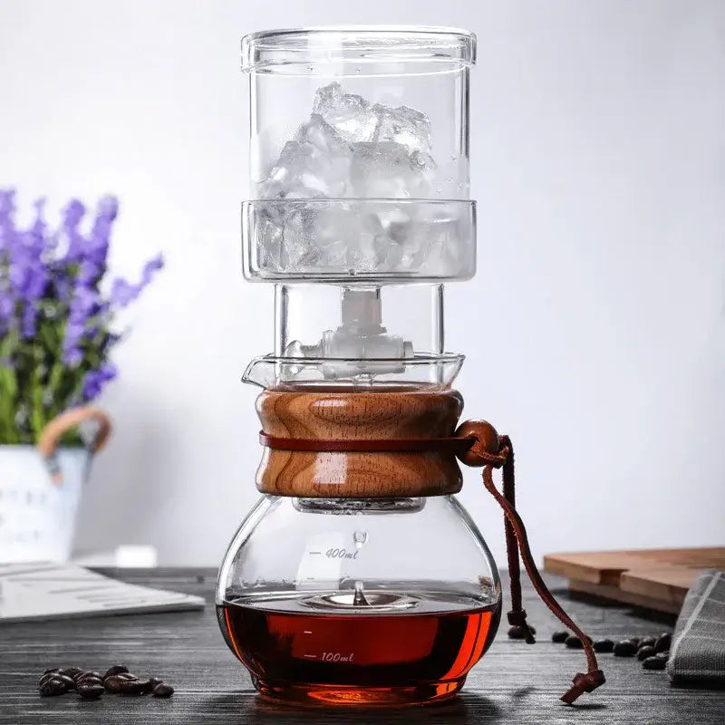 Glass cold brew coffee maker with leather strap kitchen brewer