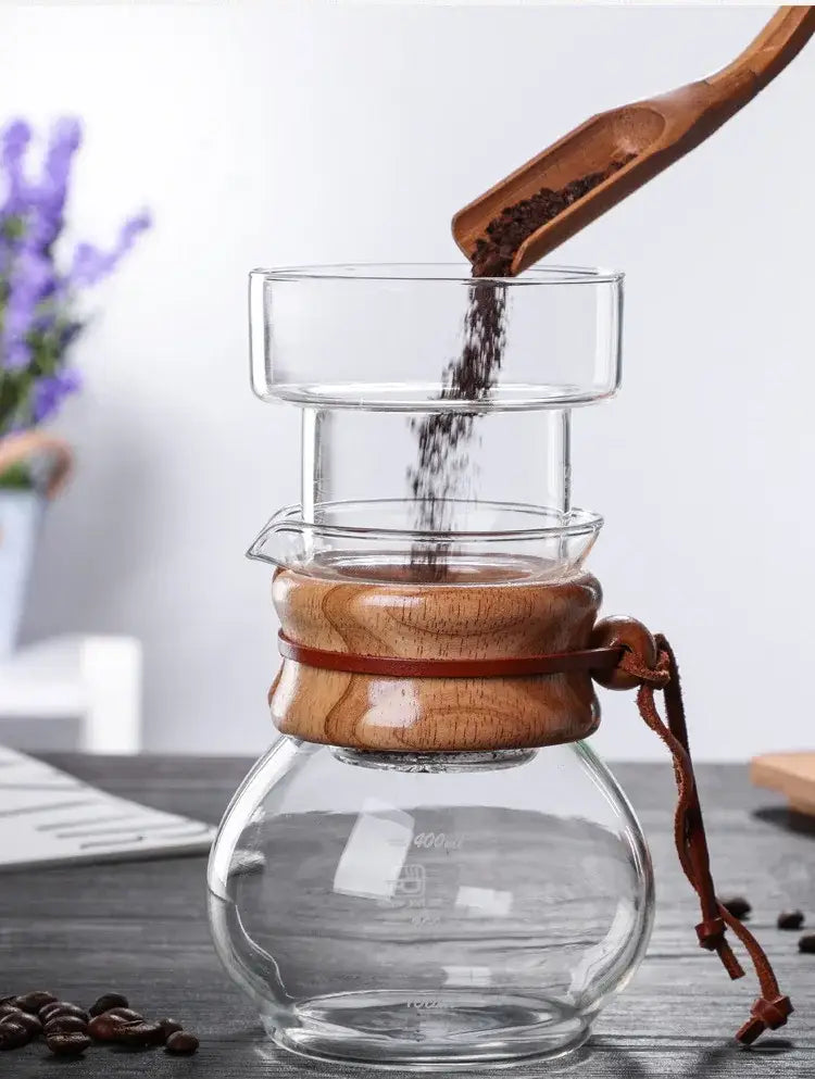 Glass cold brew coffee maker with leather strap kitchen brewer