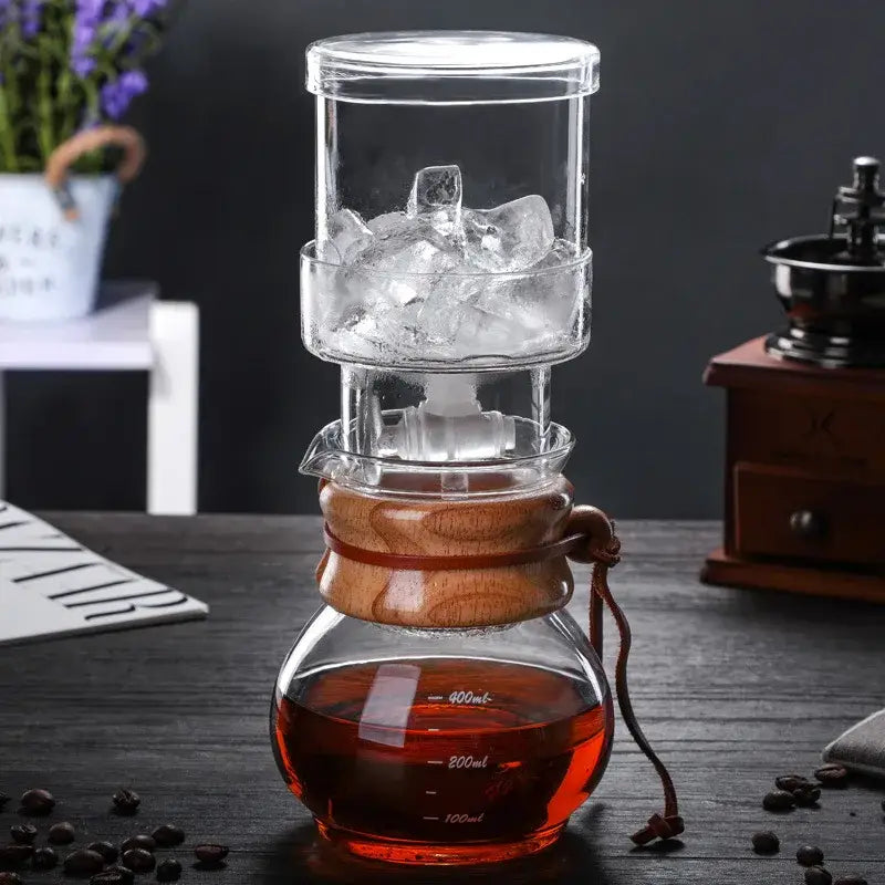 Glass cold brew coffee maker with leather strap kitchen brewer