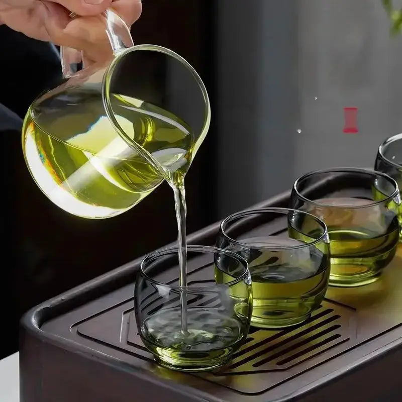 Glass gaiwan cup set with wood ring dining room tea filter