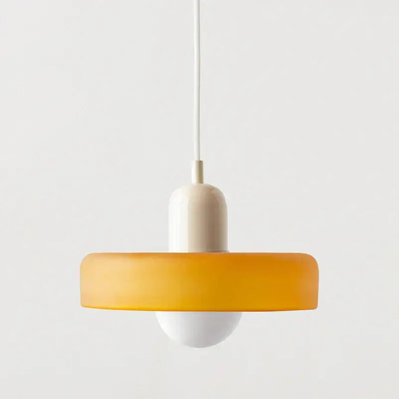 Bauhaus yellow & olive green glass pendant lighting kitchen set