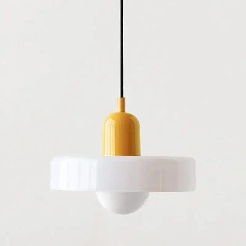 Bauhaus yellow & olive green glass pendant lighting kitchen set