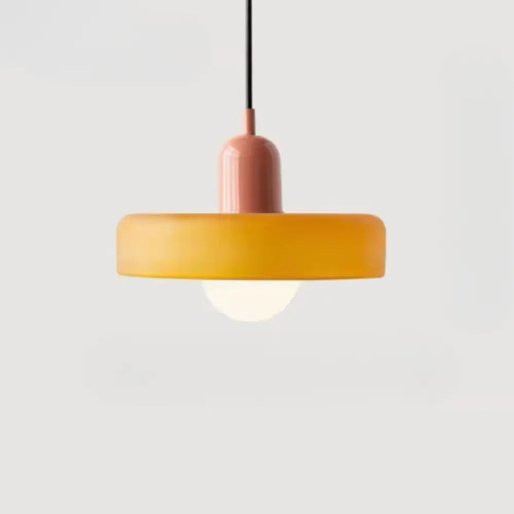 Bauhaus yellow & olive green glass pendant lighting kitchen set