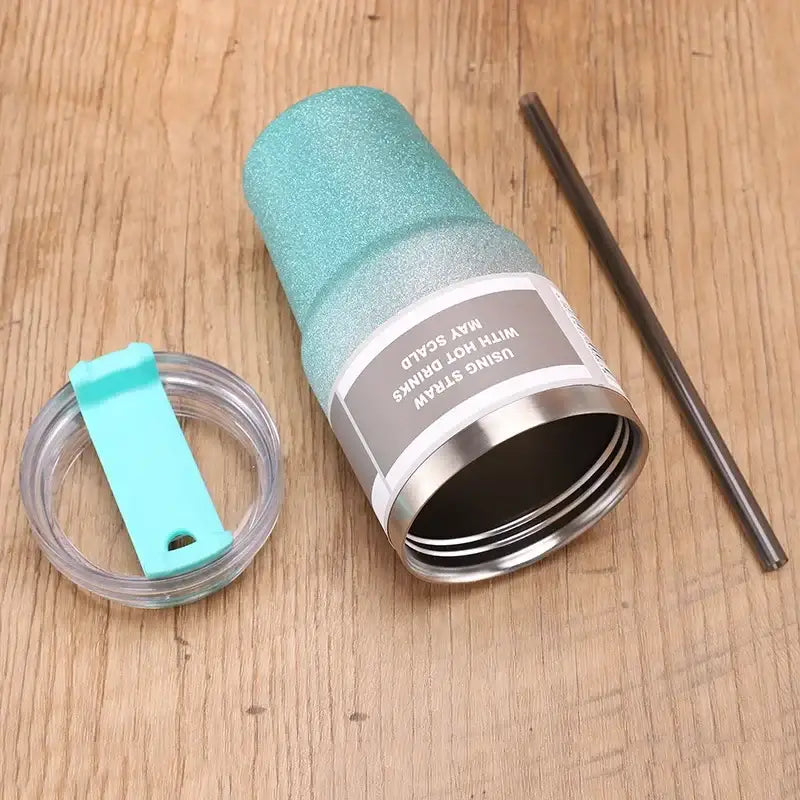 Glitter pink blue & teal stainless steel water bottle kitchen mug