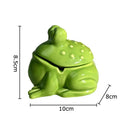 Glossy green frog ceramic ashtray with lid living room decor