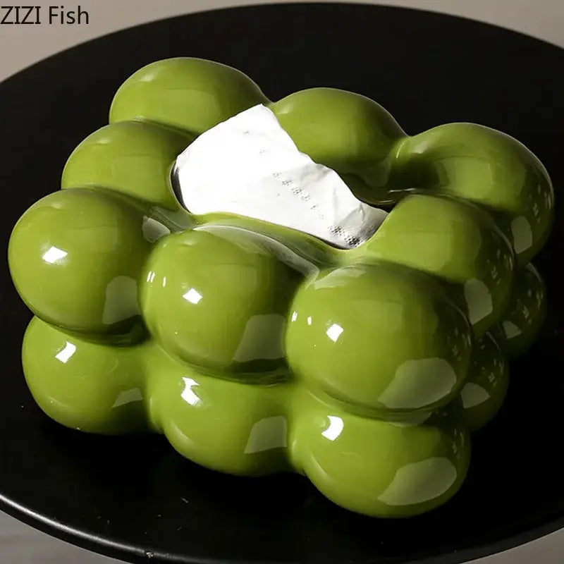 Glossy lime green bubble ceramic tissue box dining table decor