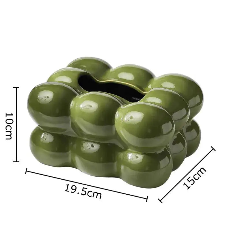 Glossy lime green bubble ceramic tissue box dining table decor