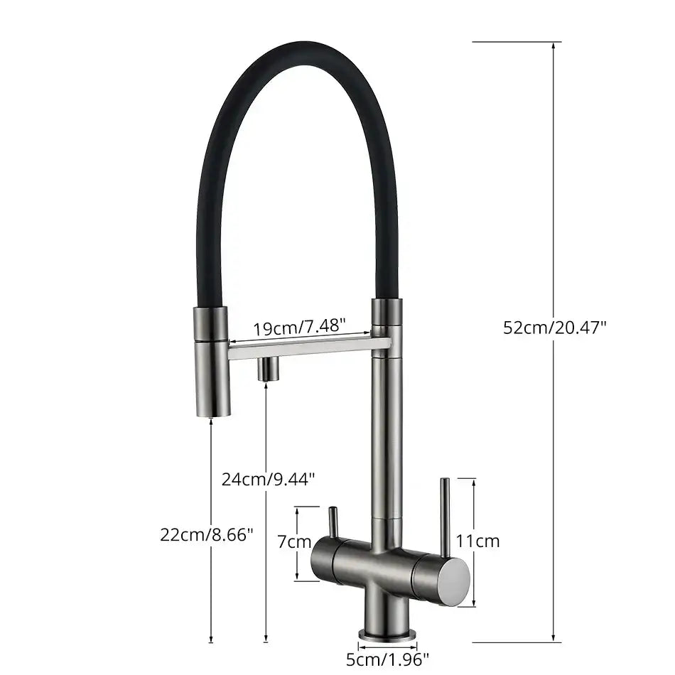 Gold and black dual spout water purification mixer kitchen tap