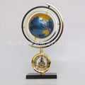 Gold and blue clock globe decoration living room marble base