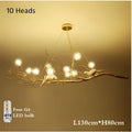 Gold and white iron branch led pendant chandelier dining room