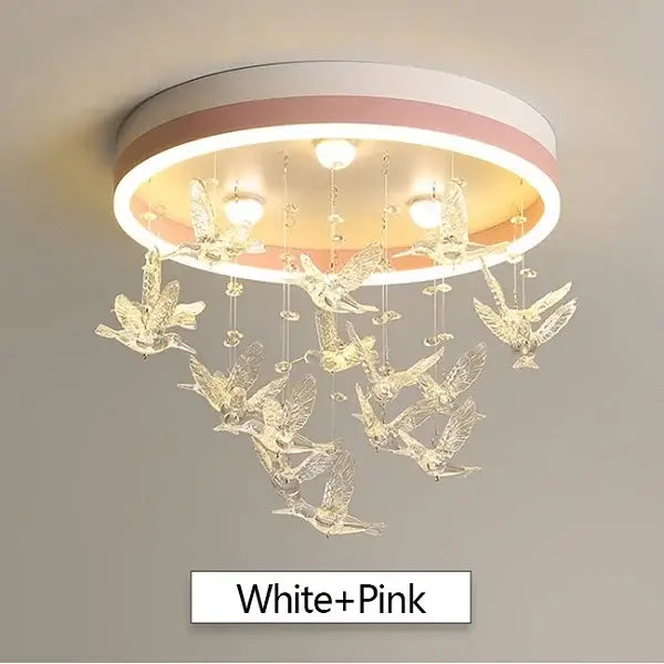 Gold butterfly crystal led ceiling lamp for kids bedroom