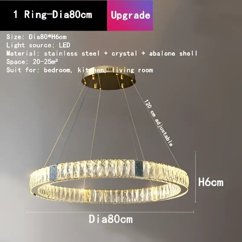 Gold circular decorbites crystal led chandelier dining room light
