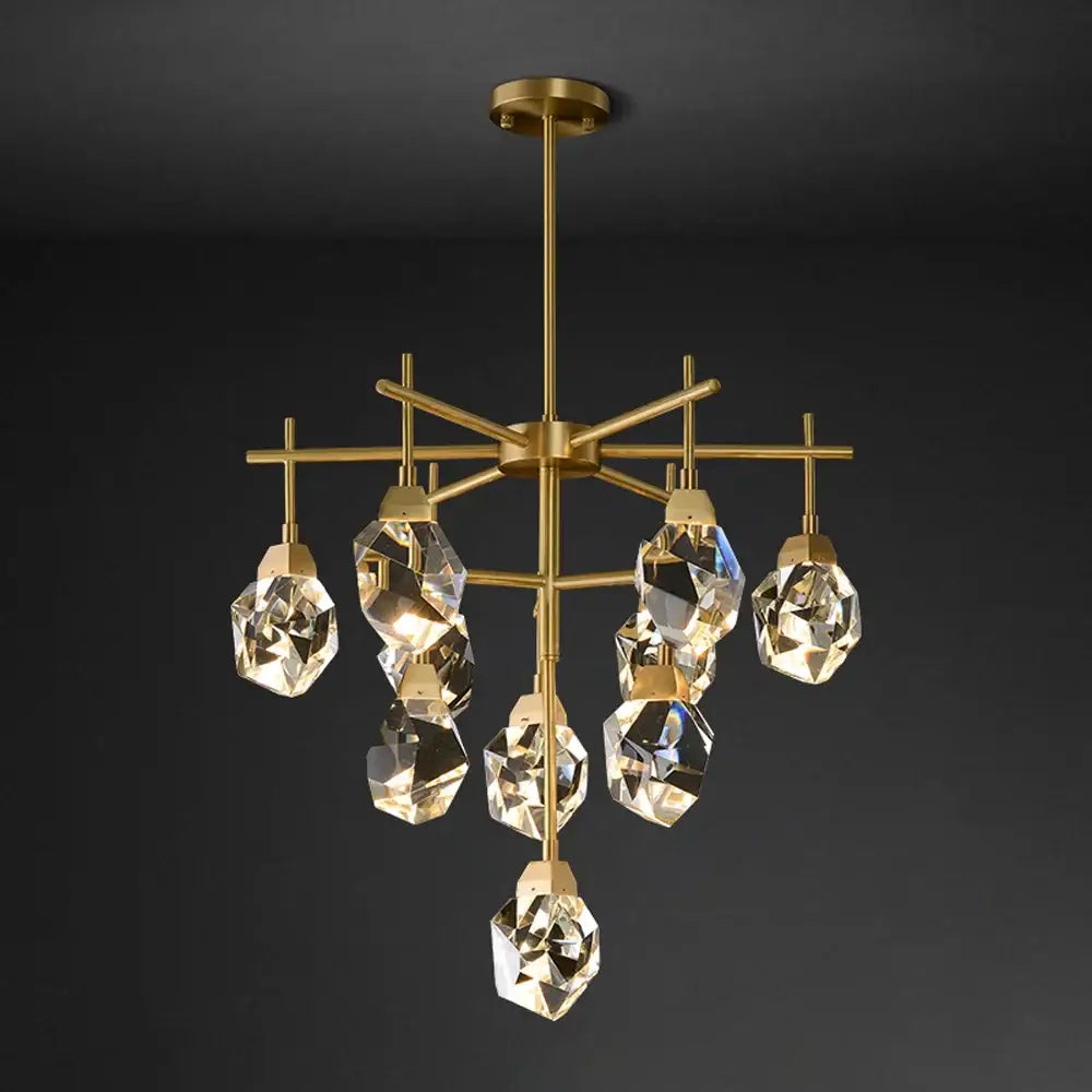 Gold circular diamond crystal stone lustre chandelier dining room