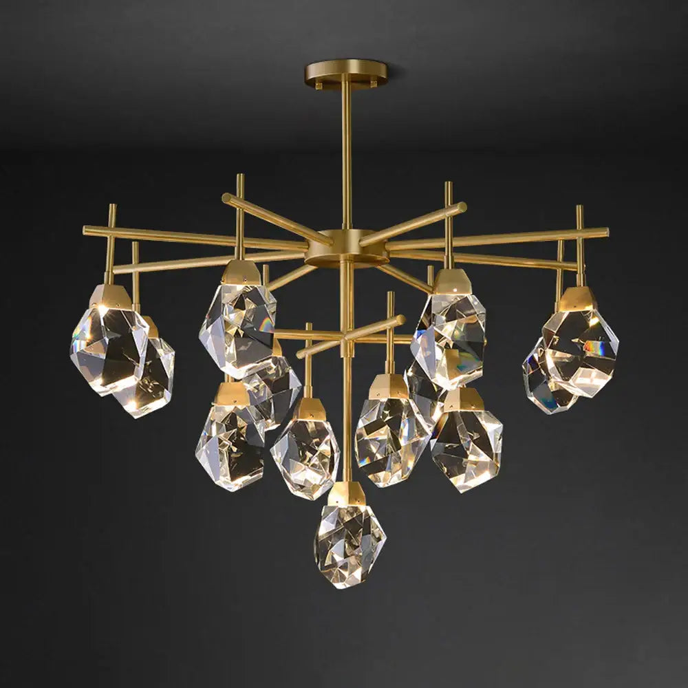 Gold circular diamond crystal stone lustre chandelier dining room