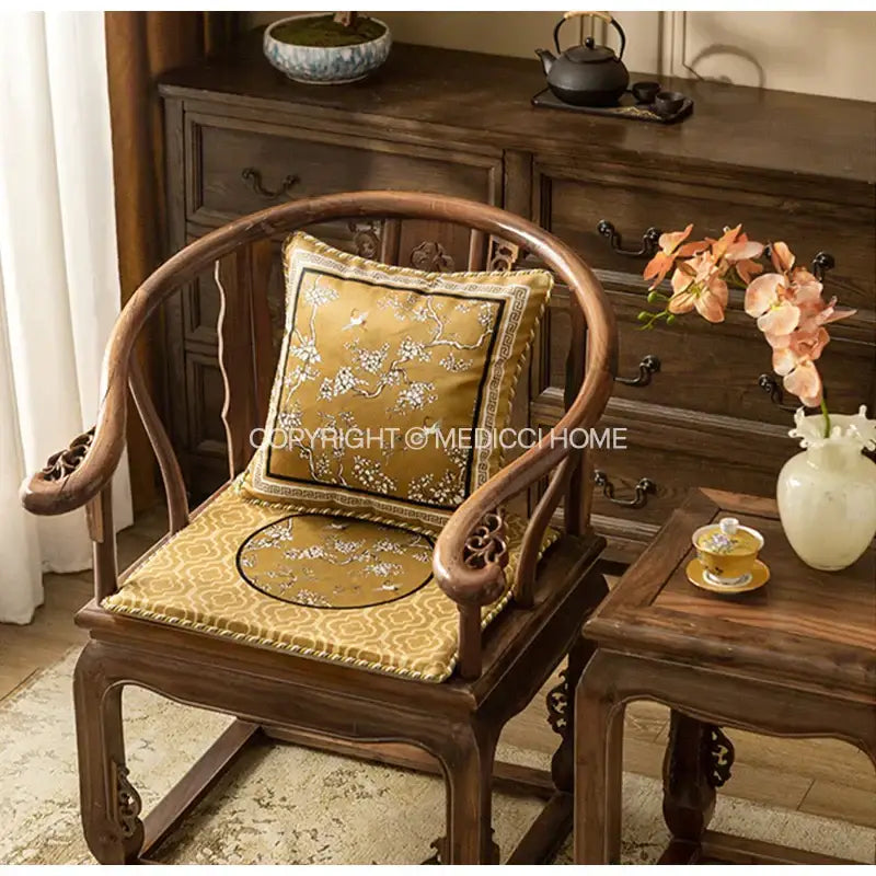Gold crane birds branches lumbar pillow case living room cushion