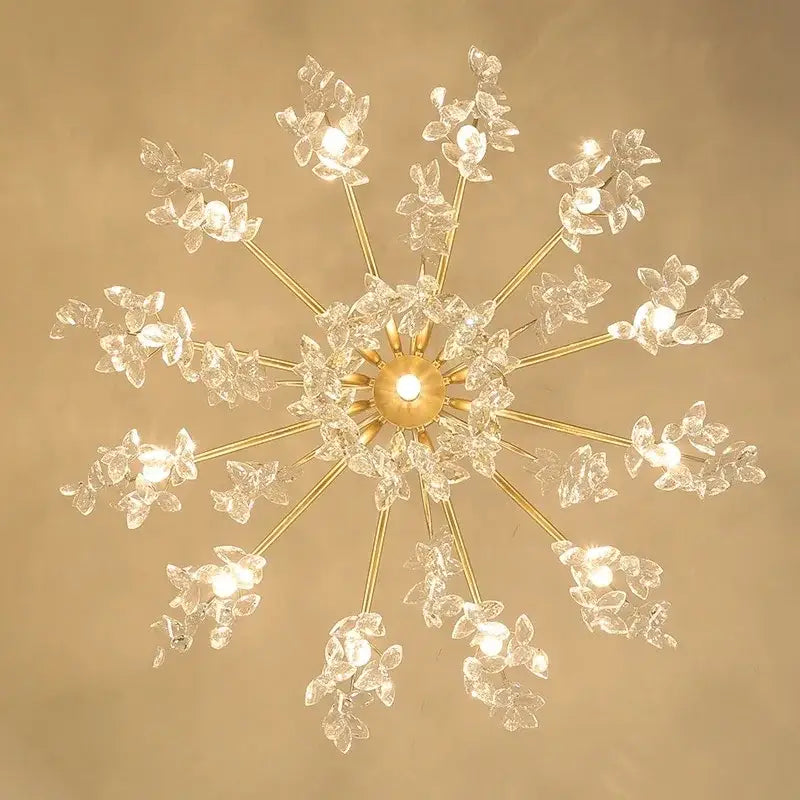 Gold crystal branch chandelier living room luxury lighting