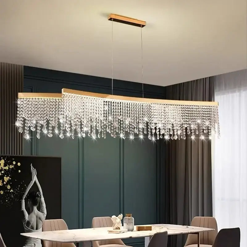 Gold crystal circle led chandelier for luxury living room