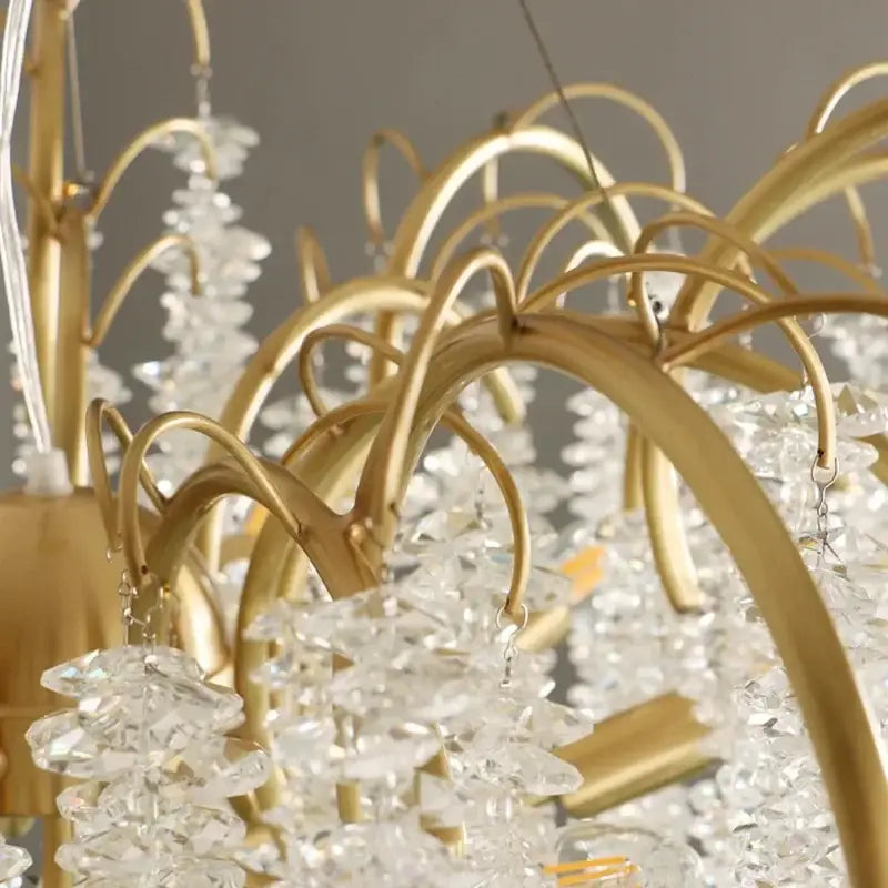 Gold crystal led chandeliers dining room pendant light