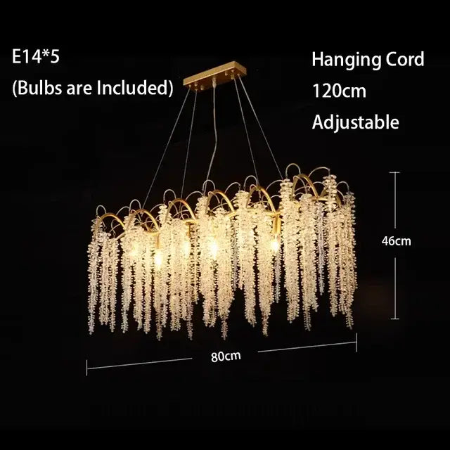 Gold crystal led chandeliers dining room pendant light
