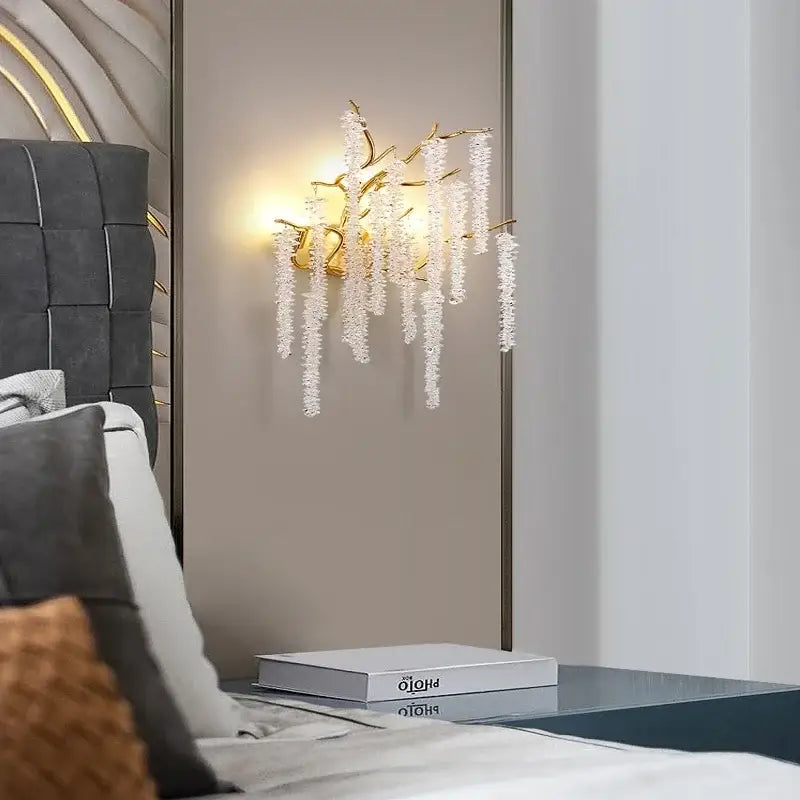 Gold crystal led chandeliers dining room pendant light
