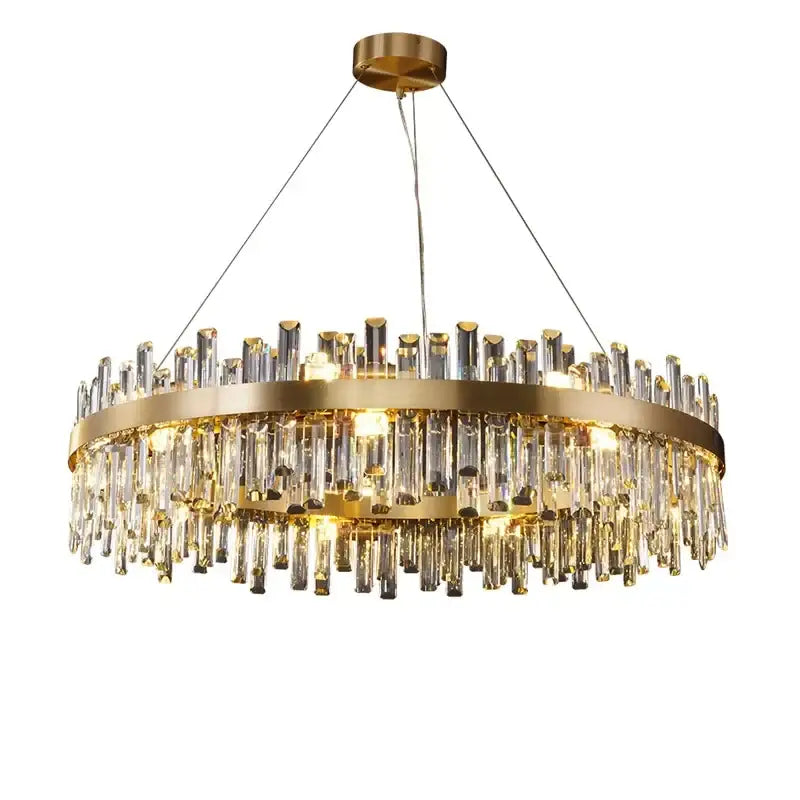 Gold crystal led oval chandelier dining room pendant light