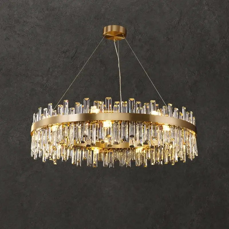 Gold crystal led oval chandelier dining room pendant light