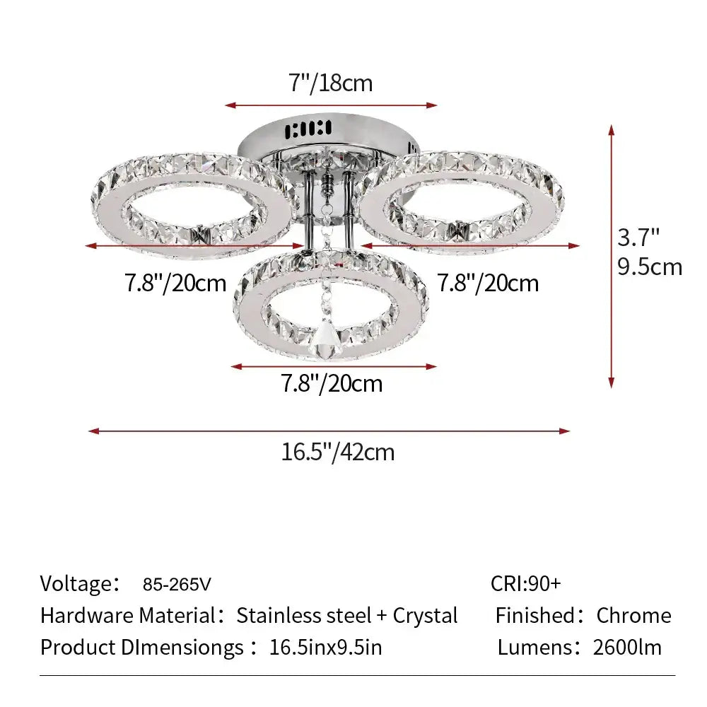 Gold crystal led rings ceiling chandelier for dining room
