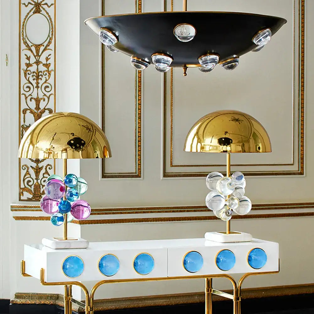 Gold crystal marble bubble table lamp bedroom decor